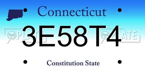 3E58T4 Connecticut License Plate
