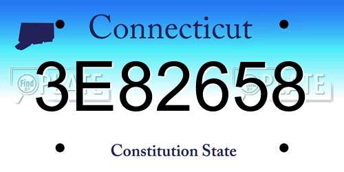 3E82658 Connecticut License Plate