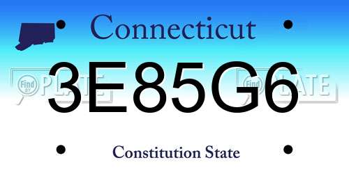 3E85G6 Connecticut License Plate