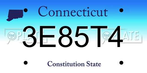 3E85T4 Connecticut License Plate