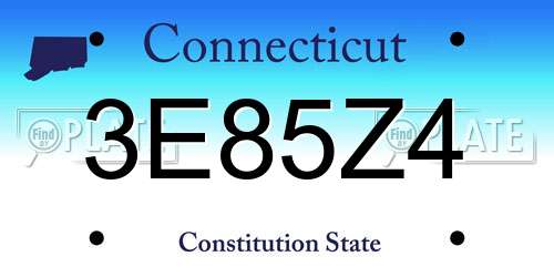 3E85Z4 Connecticut License Plate