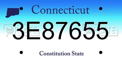 3E87655 Connecticut License Plate
