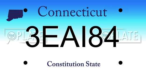 3EAI84 Connecticut License Plate