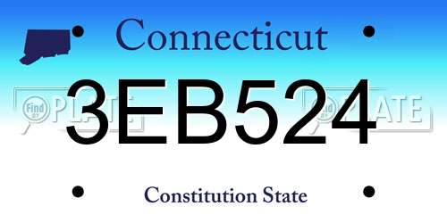 3EB524 Connecticut License Plate