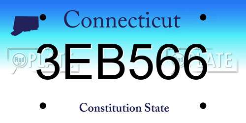 3EB566 Connecticut License Plate