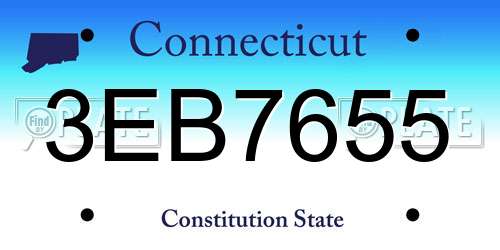 3EB7655 Connecticut License Plate