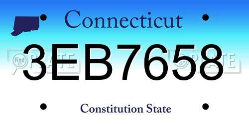 3EB7658 Connecticut License Plate