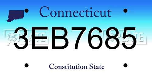3EB7685 Connecticut License Plate