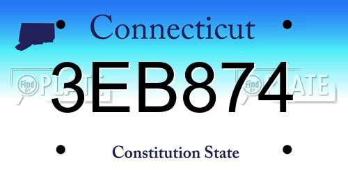 3EB874 Connecticut License Plate