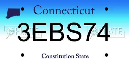 3EBS74 Connecticut License Plate