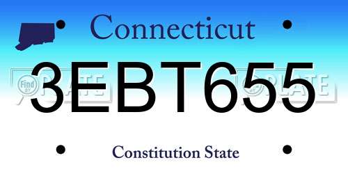3EBT655 Connecticut License Plate