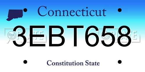3EBT658 Connecticut License Plate