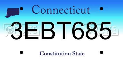 3EBT685 Connecticut License Plate