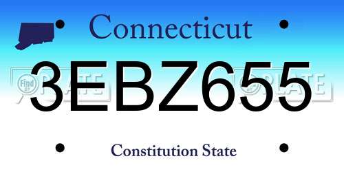 3EBZ655 Connecticut License Plate