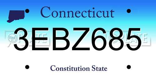 3EBZ685 Connecticut License Plate