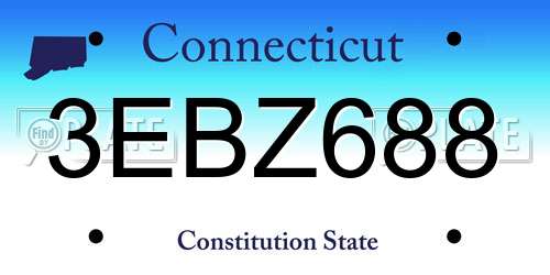 3EBZ688 Connecticut License Plate
