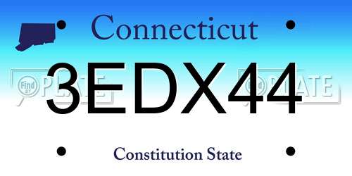3EDX44 Connecticut License Plate