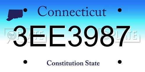 3EE3987 Connecticut License Plate