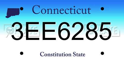 3EE6285 Connecticut License Plate