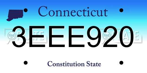 3EEE920 Connecticut License Plate