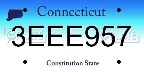 3EEE957 Connecticut License Plate