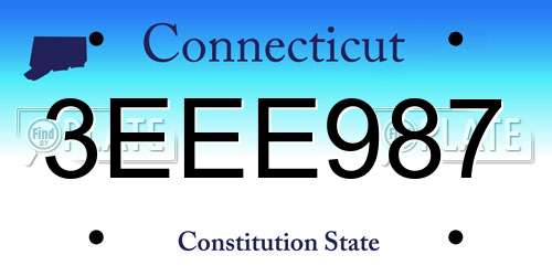 3EEE987 Connecticut License Plate