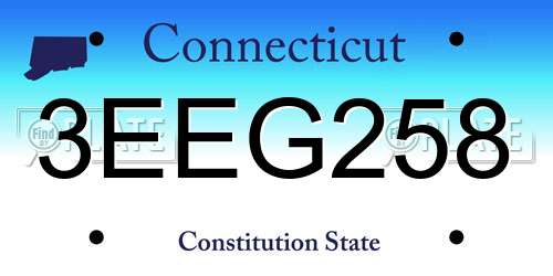 3EEG258 Connecticut License Plate