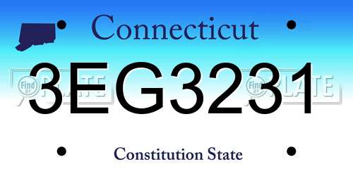 3EG3231 Connecticut License Plate