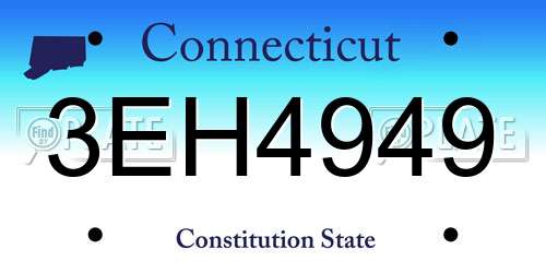 3EH4949 Connecticut License Plate