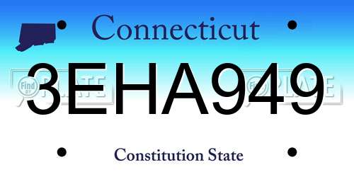 3EHA949 Connecticut License Plate