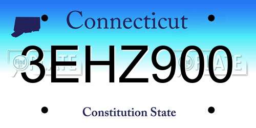 3EHZ900 Connecticut License Plate