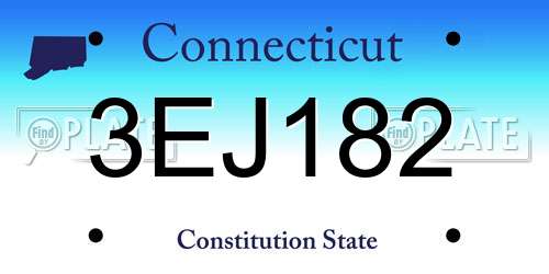 3EJ182 Connecticut License Plate