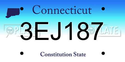3EJ187 Connecticut License Plate
