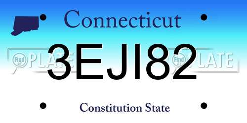 3EJI82 Connecticut License Plate