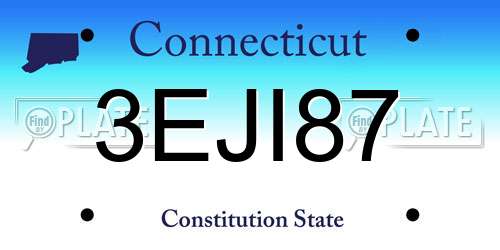 3EJI87 Connecticut License Plate