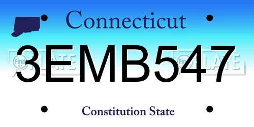 3EMB547 Connecticut License Plate