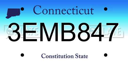 3EMB847 Connecticut License Plate