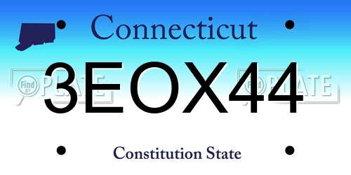 3EOX44 Connecticut License Plate