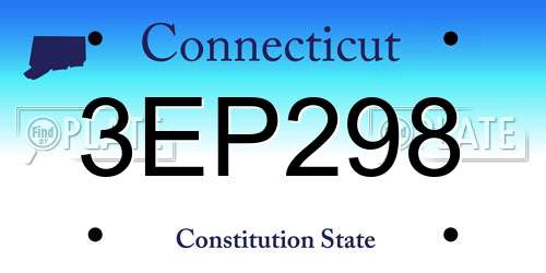 3EP298 Connecticut License Plate