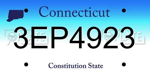 3EP4923 Connecticut License Plate