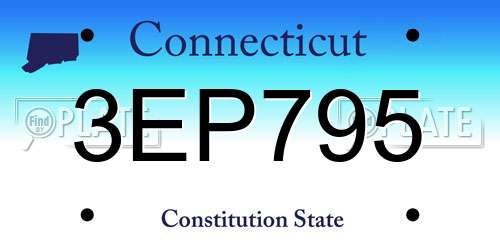 3EP795 Connecticut License Plate