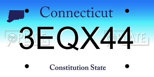3EQX44 Connecticut License Plate