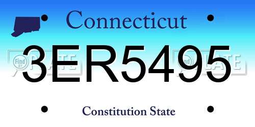 3ER5495 Connecticut License Plate