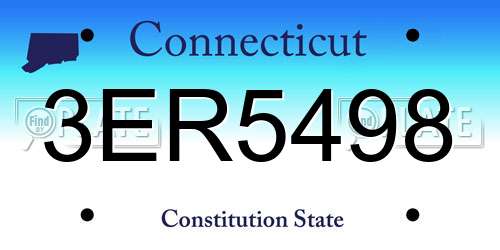 3ER5498 Connecticut License Plate