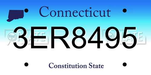 3ER8495 Connecticut License Plate