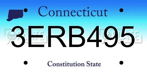 3ERB495 Connecticut License Plate