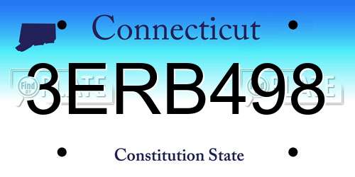 3ERB498 Connecticut License Plate