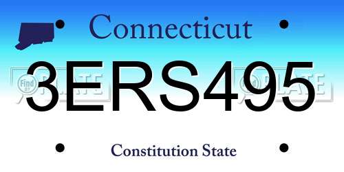 3ERS495 Connecticut License Plate