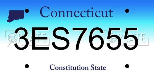 3ES7655 Connecticut License Plate