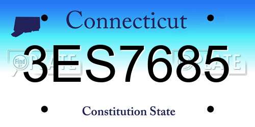 3ES7685 Connecticut License Plate
